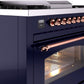 ILVE Nostalgie II 36" Dual Fuel Propane Gas Range in Blue with Copper Trim, UP36FNMPMBPLP