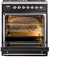 ILVE Nostalgie II 30" Dual Fuel Propane Gas Range in Black with Chrome Trim, UP30NMPBKCLP