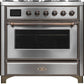 ILVE Majestic II 36" Dual Fuel Natural Gas Range in Stainless Steel with Bronze Trim, UM09FDNS3SSB