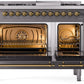 ILVE Nostalgie II 48" Dual Fuel Natural Gas Range in Matte Graphite with Brass Trim, UP48FNMPMGG