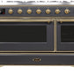 ILVE Majestic II 48" Dual Fuel Propane Gas Range in Matte Graphite with Brass Trim, UM12FDNS3MGGLP
