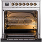 ILVE Nostalgie II 30" Dual Fuel Propane Gas Range in Stainless Steel with Bronze Trim, UP30NMPSSBLP