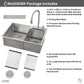 FORNO Acqua 33" Drop-In/Undermount 40/60 Double Bowl Sink, Retractable and Waterfall Faucet in Stainless Steel, H-XN30