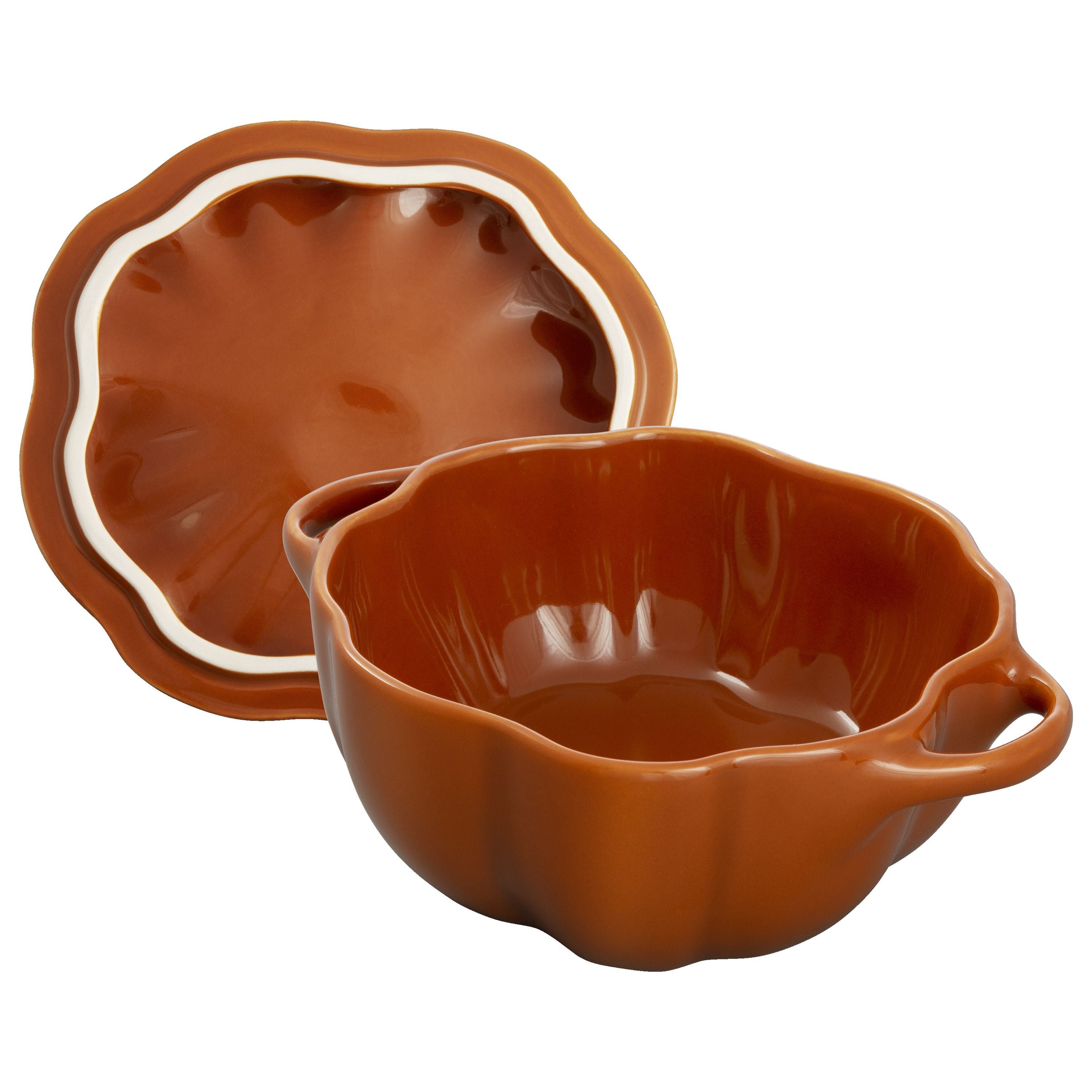 STAUB オレンジ鍋 23cm Staub 24oz Pumpkin Dish in Burnt Orange, Cocotte Ceramic Series