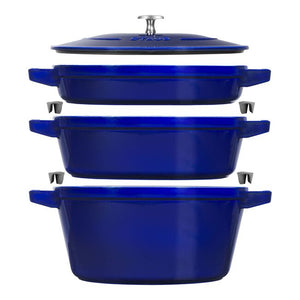 Staub Cast Iron Stackable 4-pc Set - Dark Blue