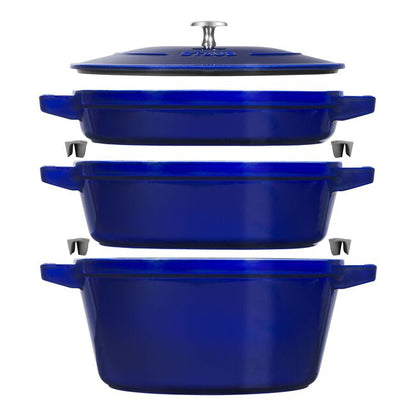 Staub Cast Iron Stackable 4-pc Set - Dark Blue