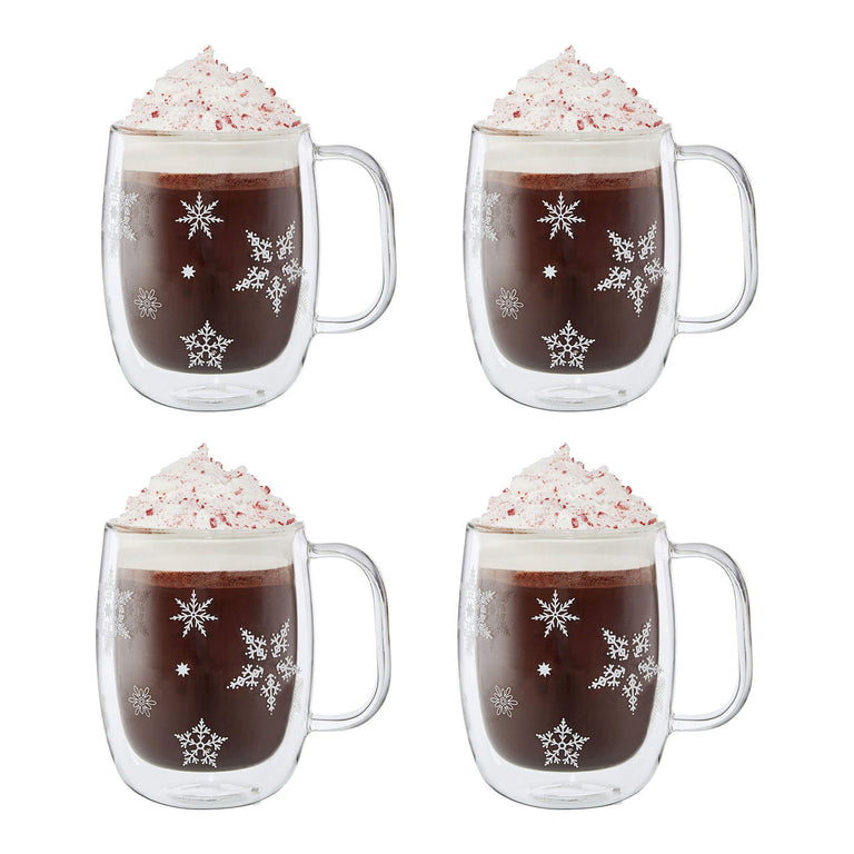 ZWILLING 4pc Coffee Glass Mug Set, Sorrento Double Wall Glassware Series