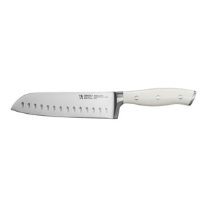 Henckels 7" Fine Edge Santoku Knife with White Handle, Forged Accent Series