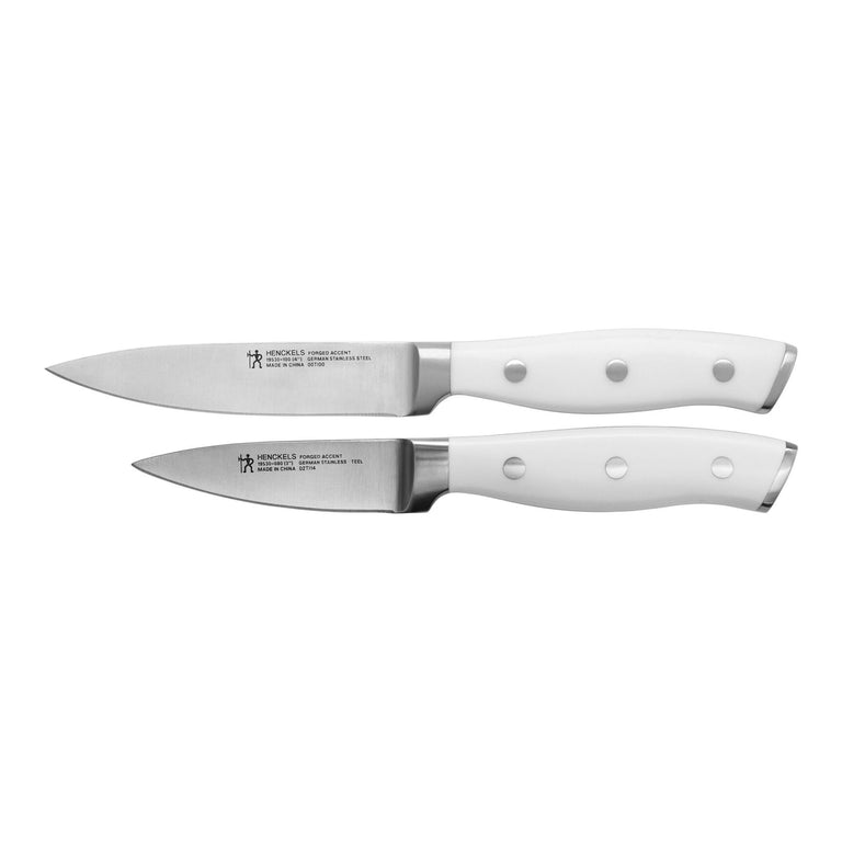 Henckels 2pc Paring Knife Set with White Handle, Forged Accent Series