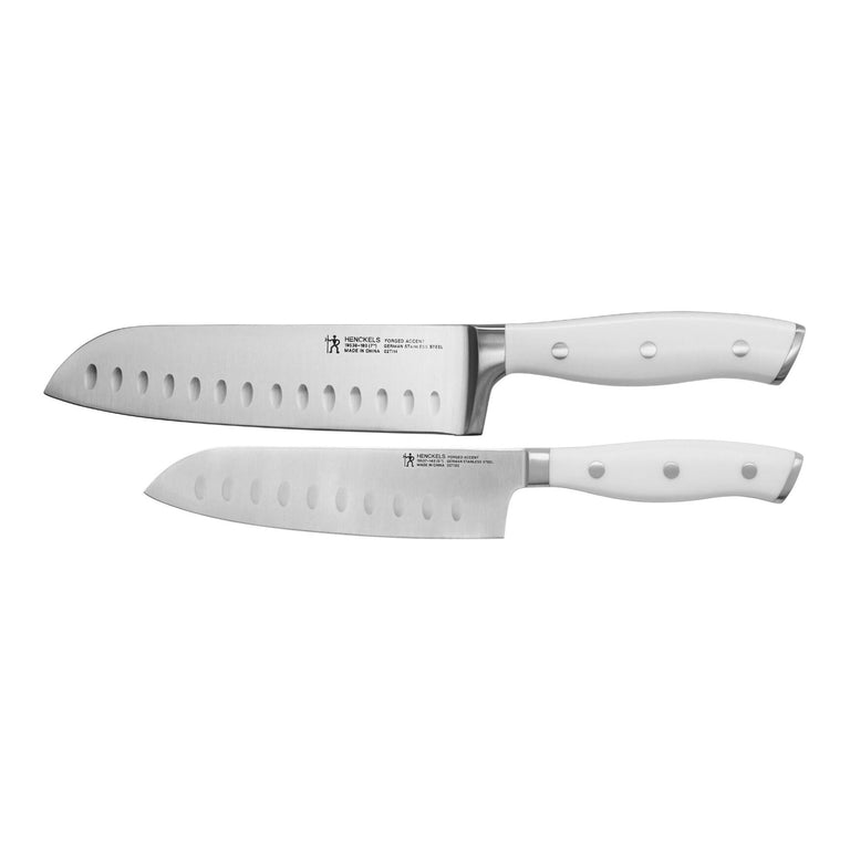 Henckels 2pc Asian Knife Set with White Handle, Forged Accent Series