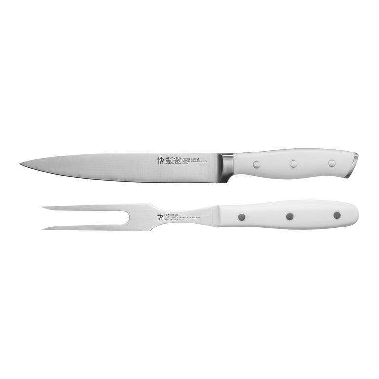 Henckels 2pc Carving Set with White Handle, Forged Accent Series