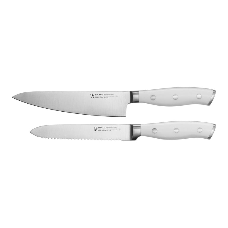 Henckels 2pc Prep Knife Set with White Handle, Forged Accent Series