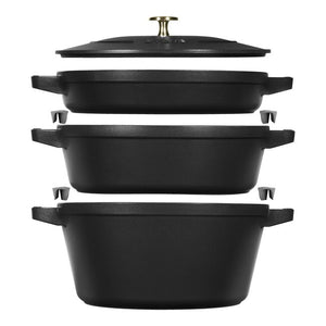 Staub Cast Iron Stackable 4-pc Set - Black