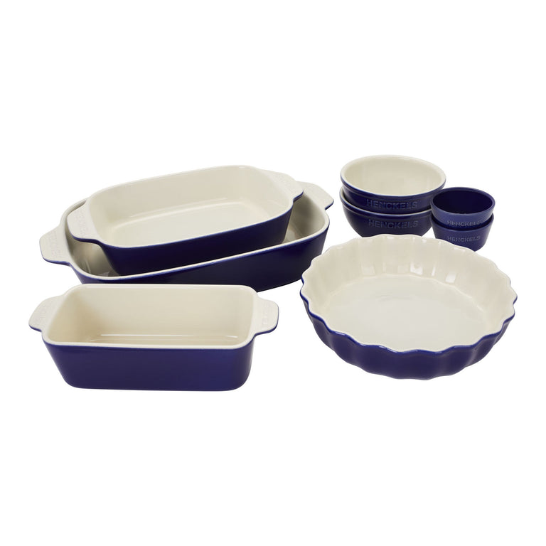 Henckels 8pc Mixed Bakeware and Serving Set in Dark Blue, Ceramics Series