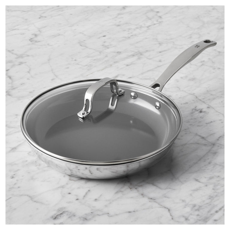 Henckels 10" Stainless Steel Ceramic Non-Stick Fry Pan with Lid, CLAD H3 Ceramic Non-Stick Series