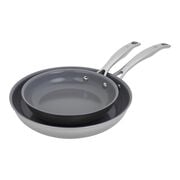 Henckels 2pc Stainless Steel Ceramic Non-Stick Fry Pan Set, CLAD H3 Ceramic Non-Stick Series