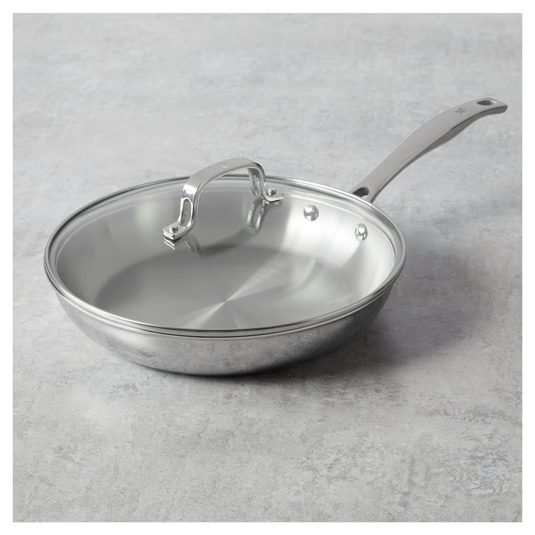 Henckels 10" Stainless Steel Fry Pan with Lid, CLAD H3 Series