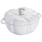 Staub 3.5 Qt. Cast Iron Pumpkin Dutch Oven in White with Stainless Steel Handle, Specialty Shaped Cocottes Series