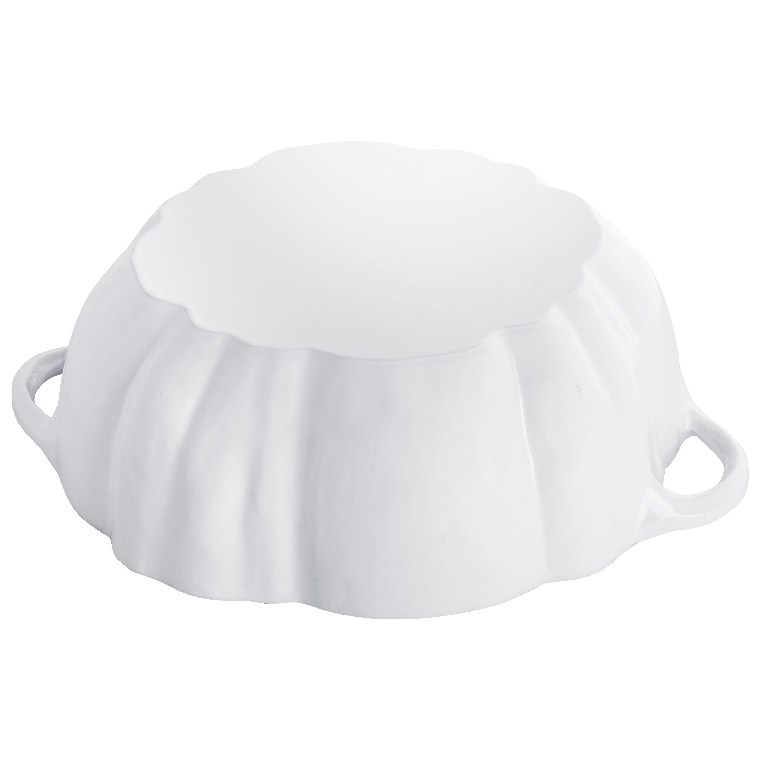 Staub 3.5 Qt. Cast Iron Pumpkin Dutch Oven in White with Stainless Ste