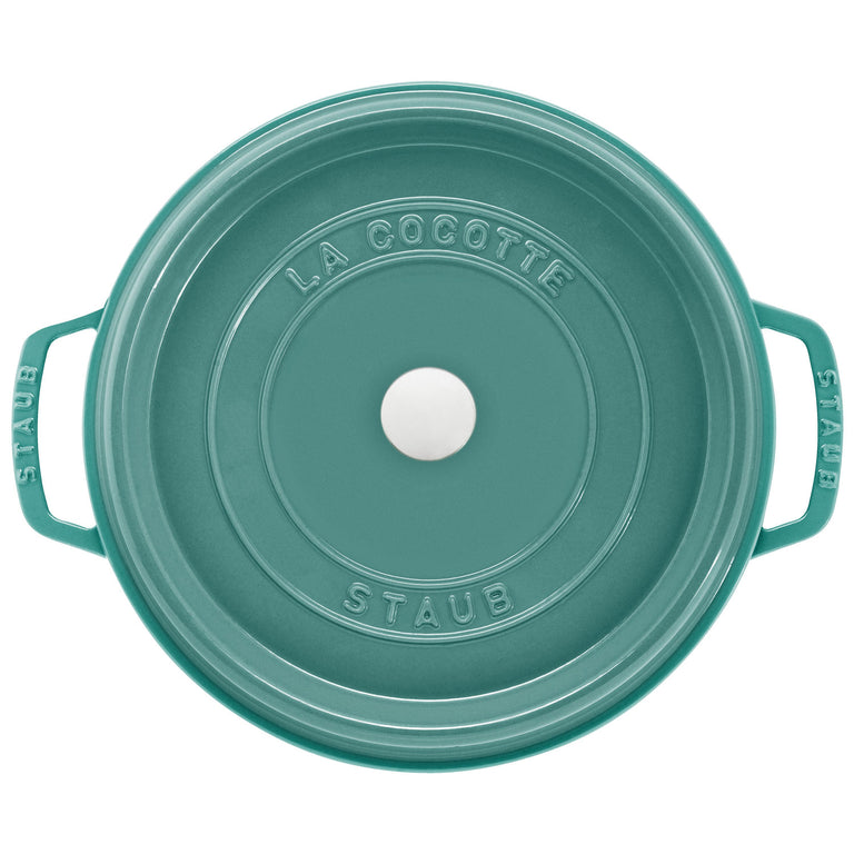 Staub 7 Qt. Cast Iron Dutch Oven in Turquoise, Round Cocottes Series