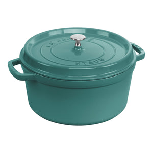 Staub 7 Qt. Cast Iron Dutch Oven in Turquoise, Round Cocottes Series