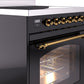 ILVE Nostalgie II 30" Induction Range with Element Stove and Electric Oven in Black with Brass Trim, UPI304NMPBKG