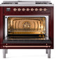 ILVE Nostalgie II 36" Dual Fuel Natural Gas Range in Burgundy with Copper Trim, UP36FNMPBUP