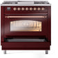 ILVE Nostalgie II 36" Dual Fuel Natural Gas Range in Burgundy with Copper Trim, UP36FNMPBUP