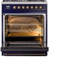 ILVE Nostalgie II 30" Dual Fuel Natural Gas Range in Blue with Bronze Trim, UP30NMPMBB
