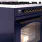 ILVE Nostalgie II 30" Dual Fuel Natural Gas Range in Blue with Bronze Trim, UP30NMPMBB