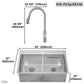 FORNO Acqua 33" Drop-In/Undermount 50/50 Double Bowl Sink, Waterfall Faucet in Stainless Steel, G-ZN30