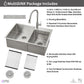 FORNO Acqua 33" Drop-In/Undermount 40/60 Double Bowl Sink, Retractable and Waterfall Faucet in Stainless Steel, H-ZN30