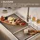 FORNO Acqua 33" Drop-In/Undermount 3 Level Workstation Sink, Waterfall Faucet, Glass Rinser in Stainless Steel, D-XP30