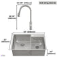 FORNO Acqua 33" Drop-In/Undermount 40/60 Double Bowl Sink, Retractable and Waterfall Faucet in Stainless Steel, H-ZN30