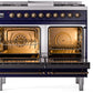 ILVE Nostalgie II 40" Dual Fuel Propane Gas Range in Blue with Bronze Trim, UPD40FNMPMBBLP