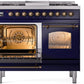 ILVE Nostalgie II 40" Dual Fuel Propane Gas Range in Blue with Bronze Trim, UPD40FNMPMBBLP