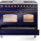 ILVE Nostalgie II 40" Dual Fuel Propane Gas Range in Blue with Bronze Trim, UPD40FNMPMBBLP