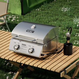 Monument Grills Table Top 13742 Series | 2 Burner Gas Grill in Stainless Steel