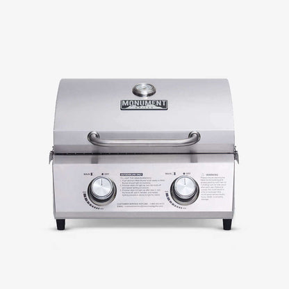 Monument Grills Table Top 13742 Series | 2 Burner Gas Grill in Stainless Steel