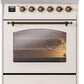 ILVE Nostalgie II 30" Induction Range with Element Stove and Electric Oven in Antique White with Bronze Trim, UPI304NMPAWB