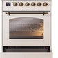 ILVE Nostalgie II 30" Induction Range with Element Stove and Electric Oven in Antique White with Bronze Trim, UPI304NMPAWB