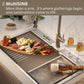 FORNO Acqua 33" Drop-In/Undermount 3 Level Workstation Sink, Retractable Faucet, Glass Rinser in Stainless Steel, D-XP31