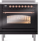 ILVE Nostalgie II 36" Induction Range with Element Stove and Electric Oven in Glossy Black with Copper Trim, UPI366NMPBKP