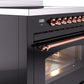 ILVE Nostalgie II 36" Induction Range with Element Stove and Electric Oven in Glossy Black with Copper Trim, UPI366NMPBKP