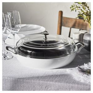 Staub Cast Iron 3.5-qt Braiser with Glass Lid - White