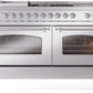 ILVE Nostalgie II 60" Dual Fuel Propane Gas Range in Stainless Steel with Chrome Trim, UP60FSNMPSSCLP
