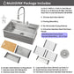 FORNO Acqua 33" Drop-In/Undermount 3 Level Workstation Sink, Waterfall Faucet, Glass Rinser in Stainless Steel, E-ZP31