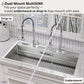 FORNO Acqua 48" Drop-In/Undermount 3 Level Workstation Sink, 2 Faucets, Glass Rinser in Stainless Steel, J-WP30