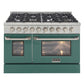 Kucht Professional 48 in. 6.7 cu ft. Propane Gas Range with Green Door and Silver Knobs, KNG481/LP-G