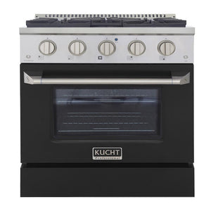 Kucht Professional 30 in. 4.2 cu ft. Natural Gas Range with Black Door and Silver Knobs, KNG301-K